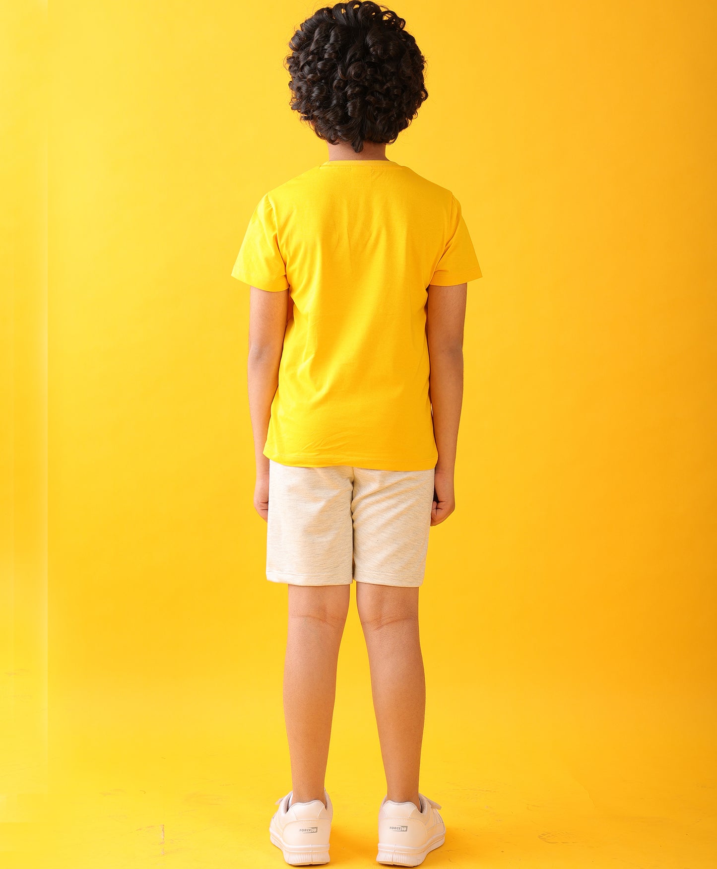 ZEBRA MUSTARD ECRU BOYS SHORTS SET - YELLOW/ECRU