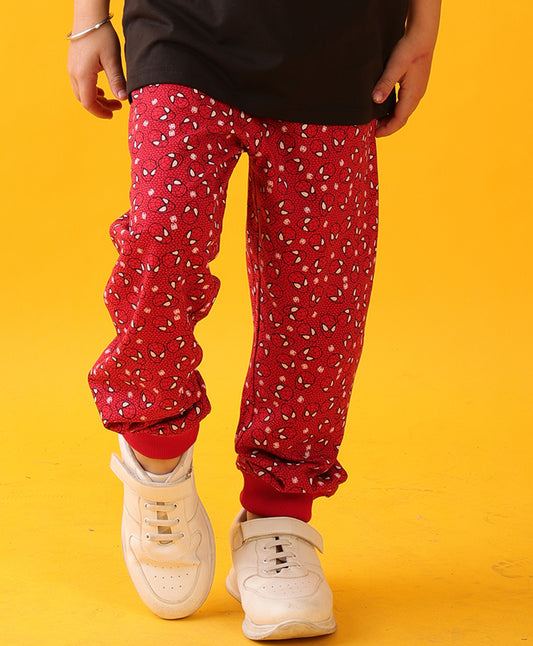 SPIDER PRINT SUMMER  BOYS JOGGER - RED