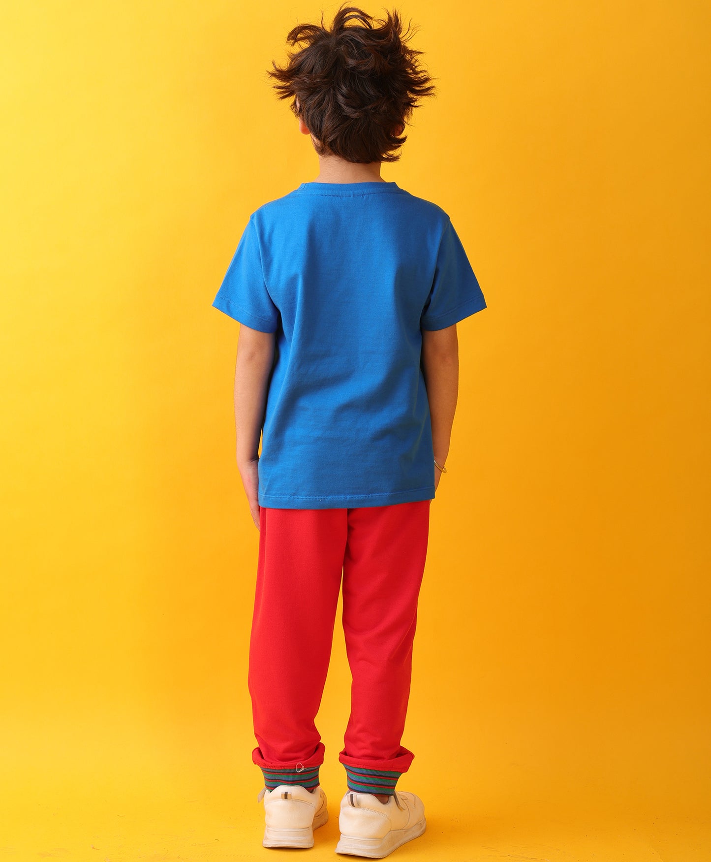 STEGOSAURUS SUMMER RED RIB BOYS JOGGER SET - ROYAL/RED