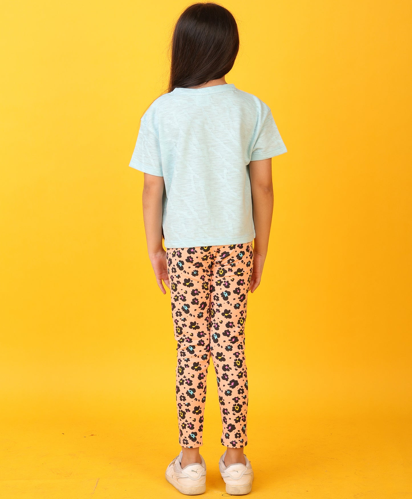 SKY HEART LEOPARD PEACH LEGGING SET - SKY/PEACH