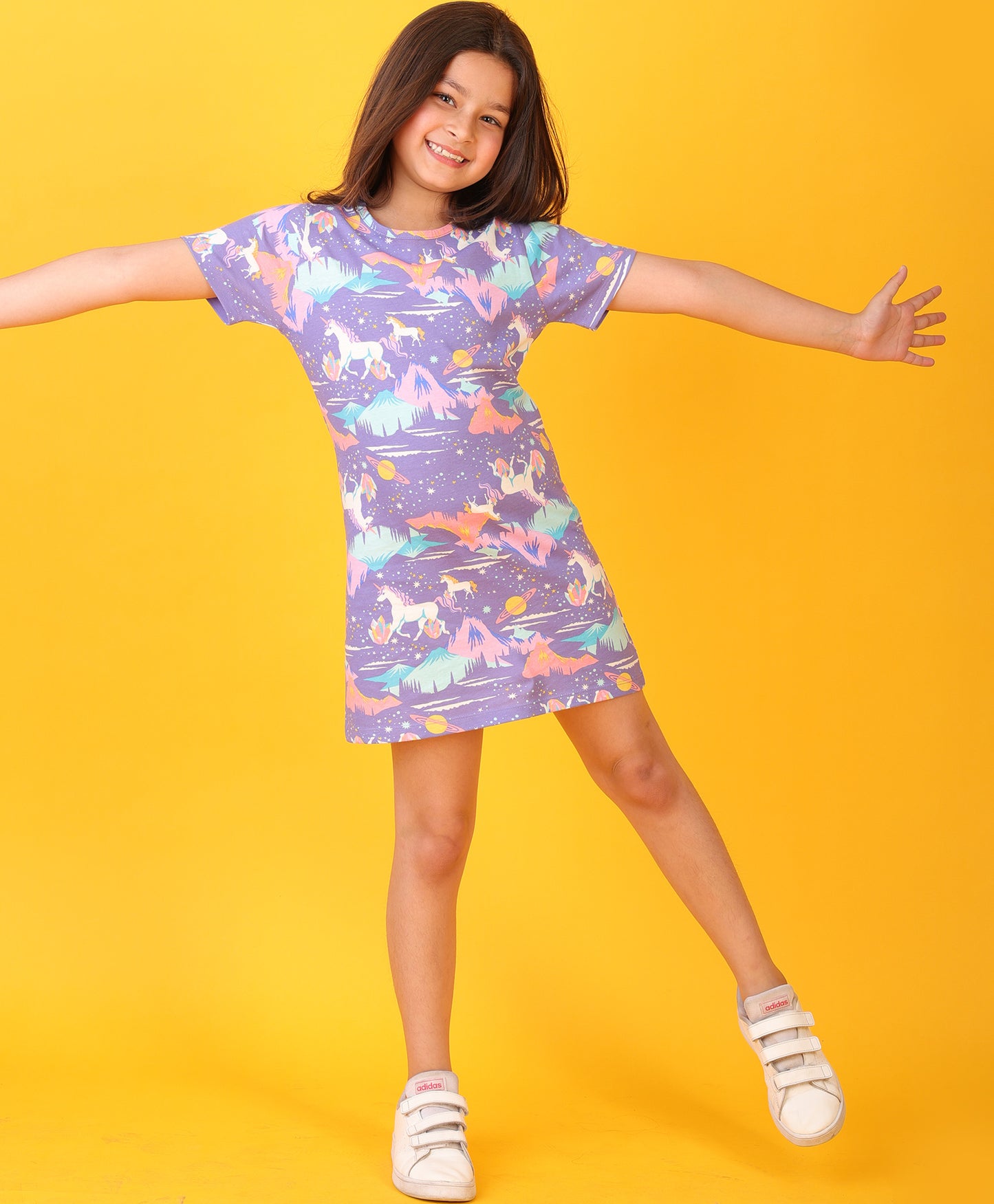 UNICORN PLANET FUN NIGHT DRESS - PURPLE