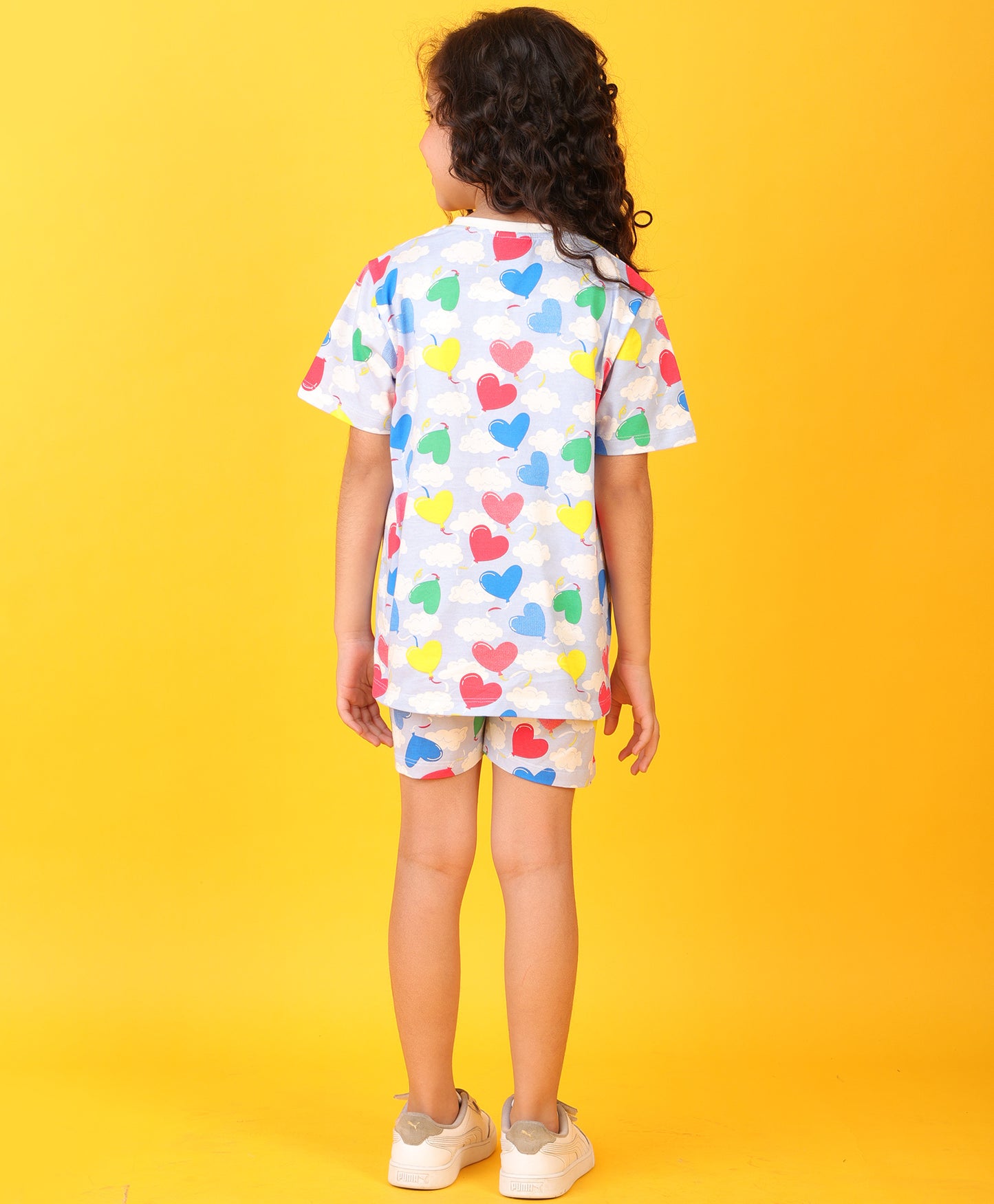 BALLOON HEART SKY T-SHIRT SHORTS SET - SKY