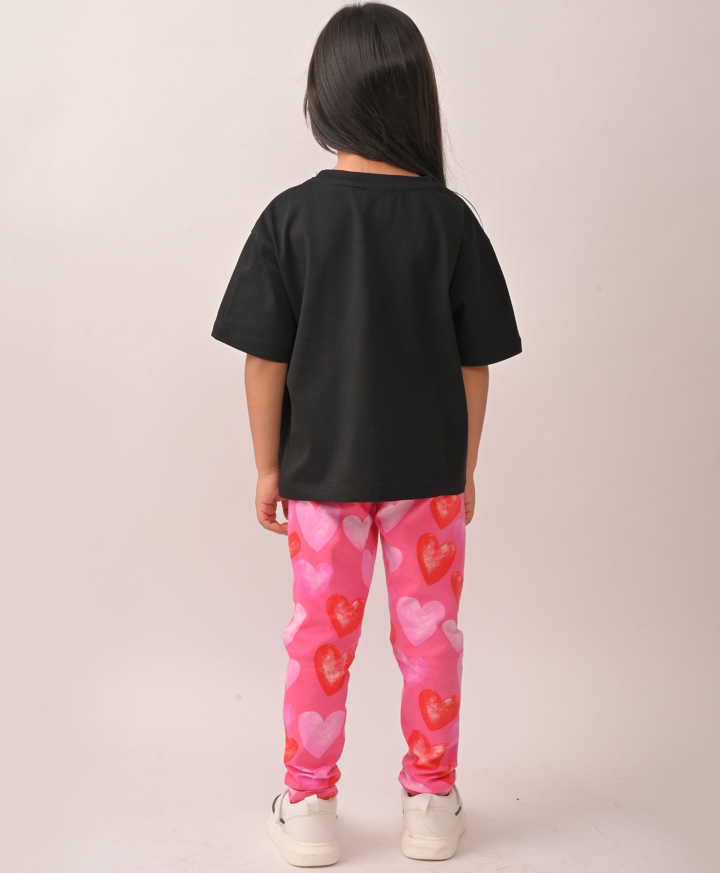 SUMMER PLANET BLACK PINK HEART LEGGING SET - BLACK/PINK