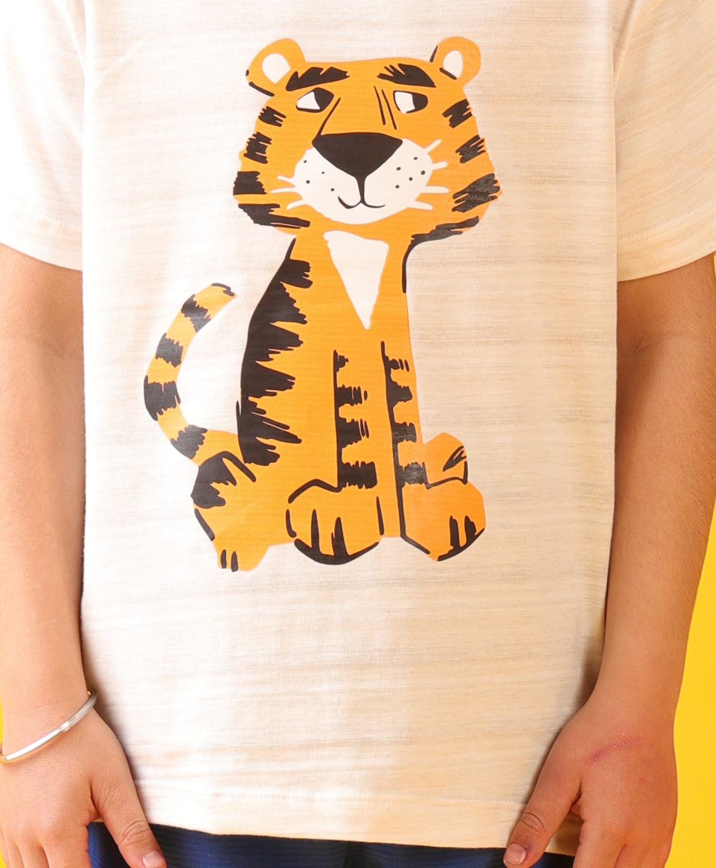 TIGER WHITE SHORT SLEEVE SUMMER BOYS T-SHIRT - WHITE