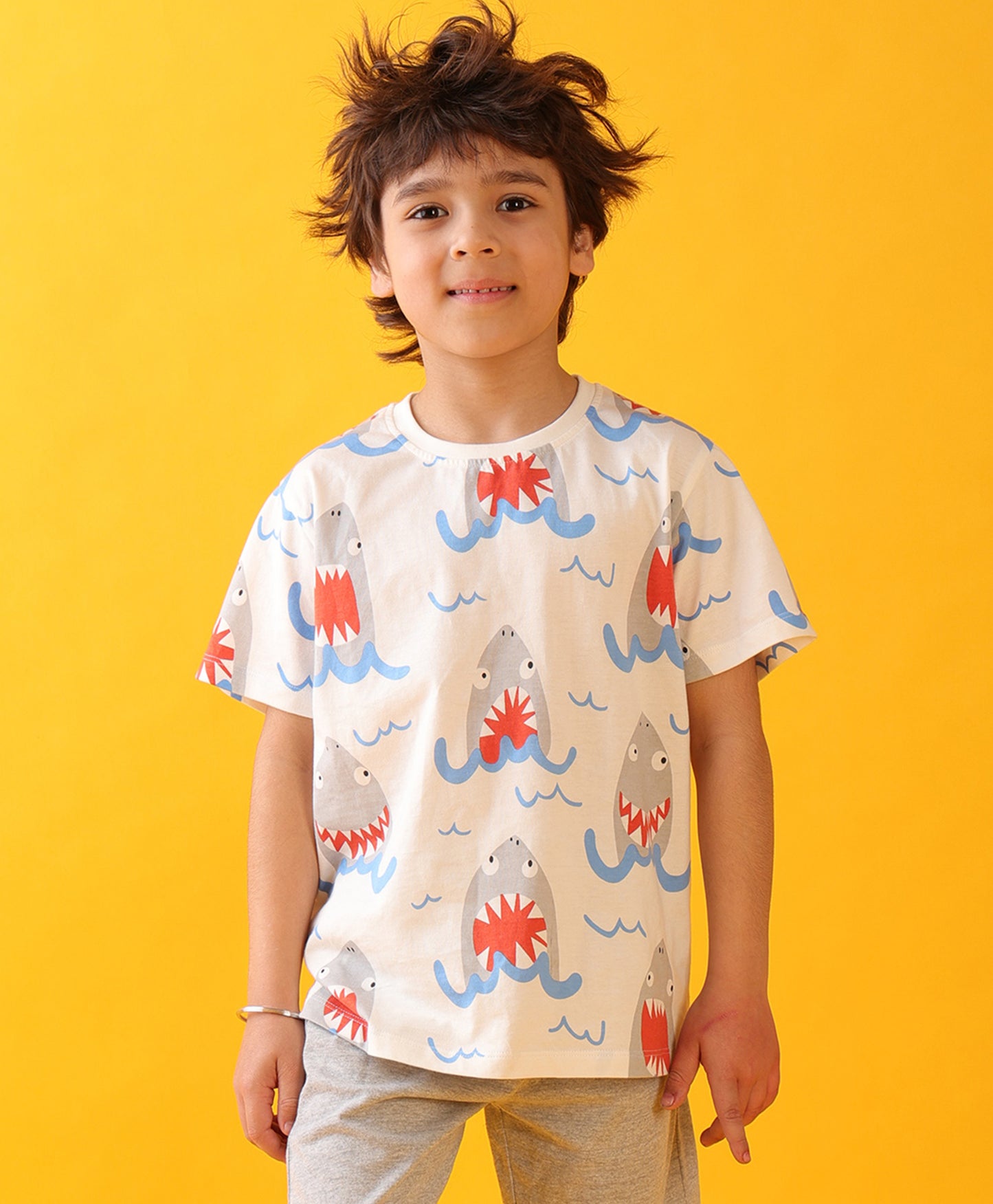 SHARK SUMMER BOYS SHORT SLEEVE T-SHIRT - WHITE