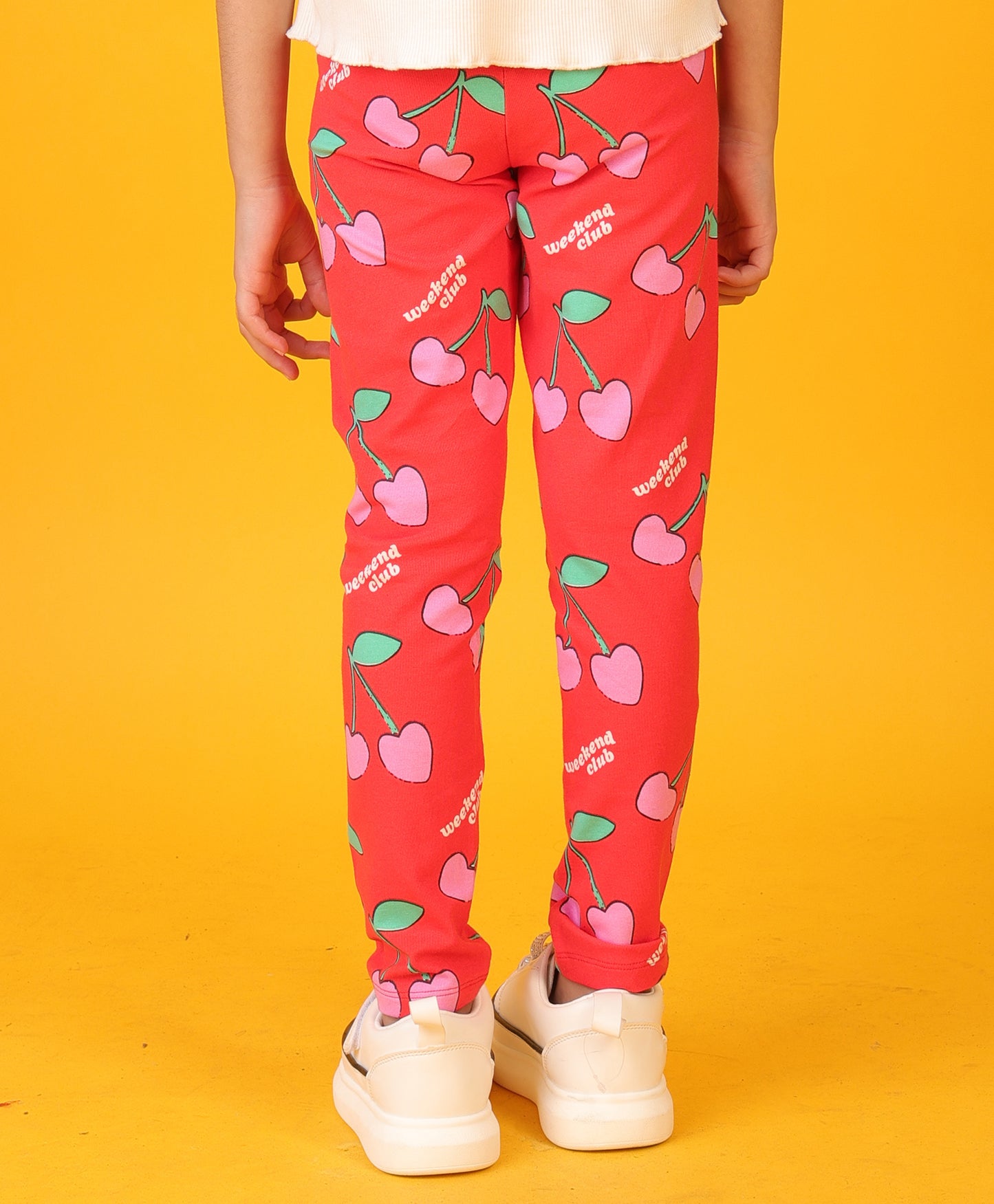 CHERRY RED SUMMER GIRLS LEGGING - RED