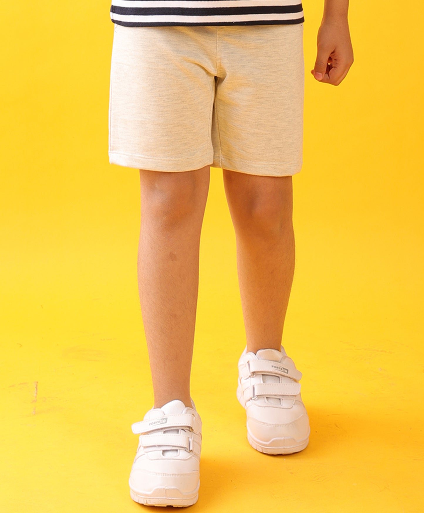 ECRU MELANGE SUMMER BOYS SHORTS - ECRU