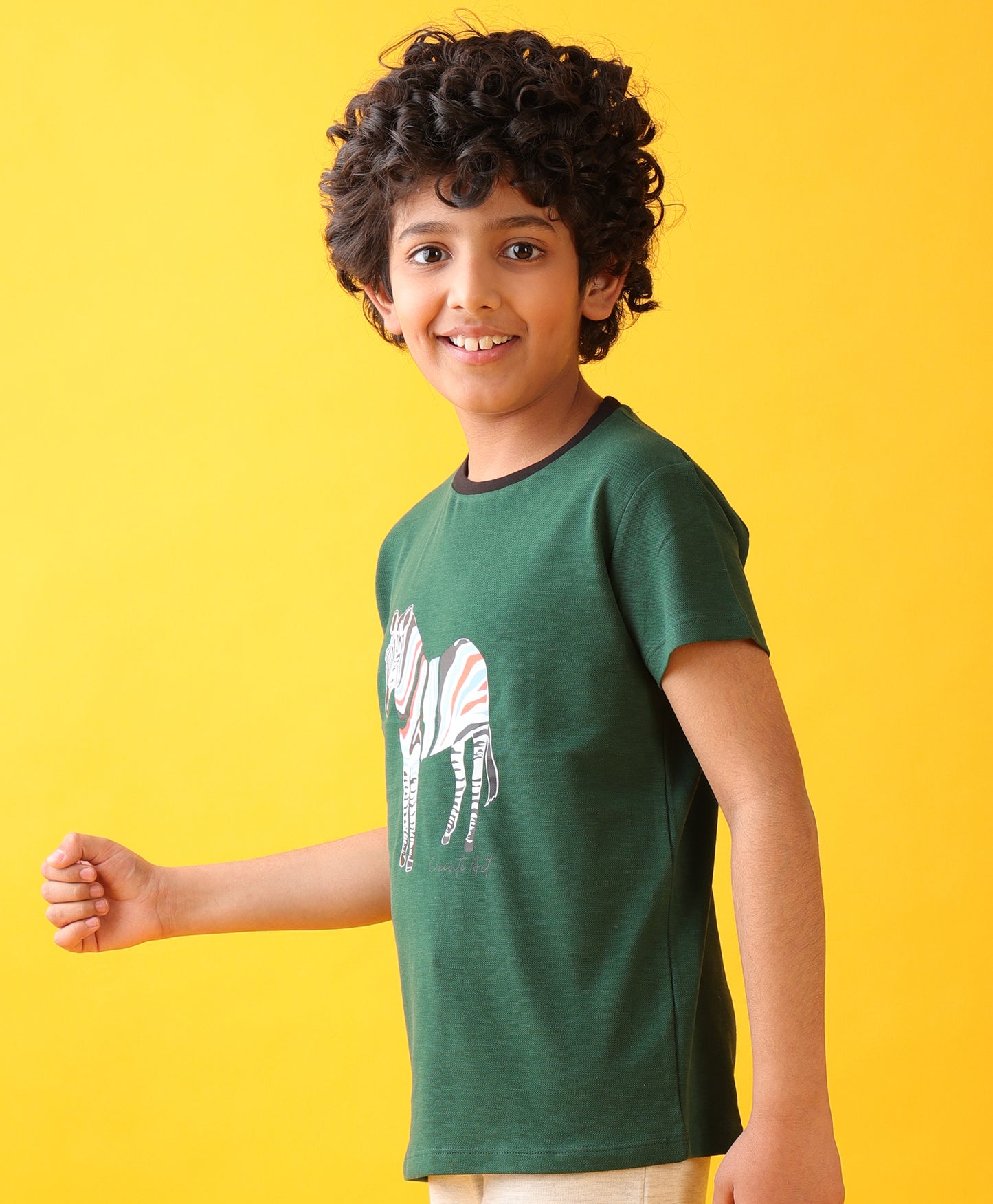 ZEBRA OLIVE SUMMER SHORT SLEEVE BOYS T-SHIRT - OLIVE