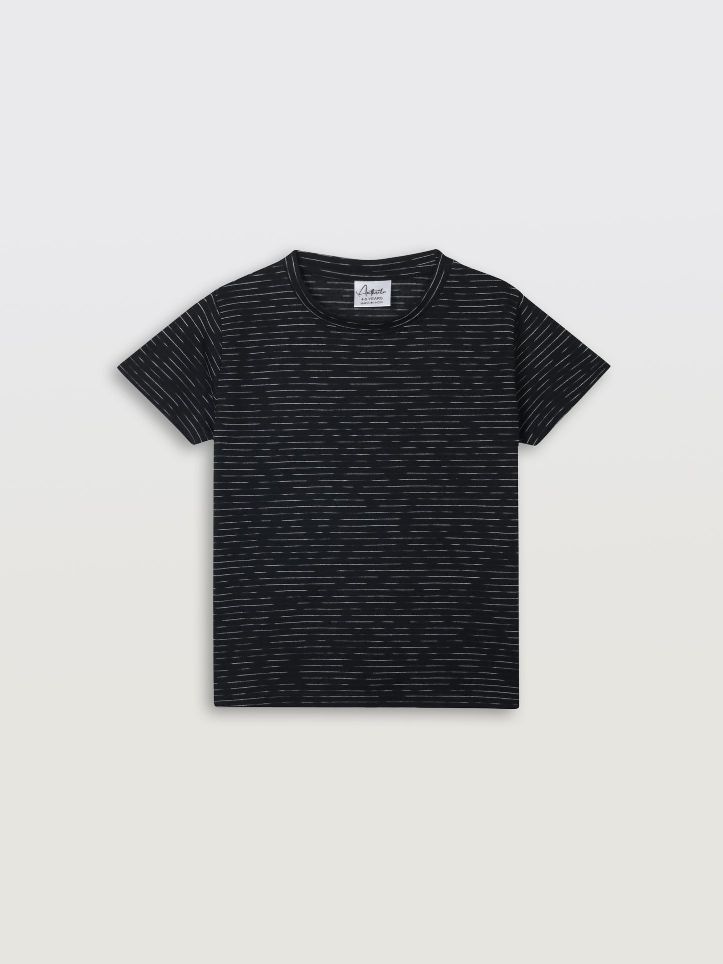 BLACK SLUB MELANGE SHORT SLEEVE BOYS T-SHIRT - BLACK