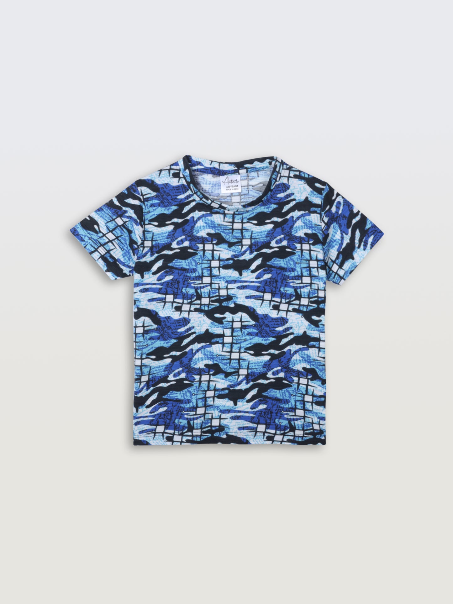 GRAFFITI CAMOUFLAGE SHORT SLEEVE T-SHIRT - BLUE