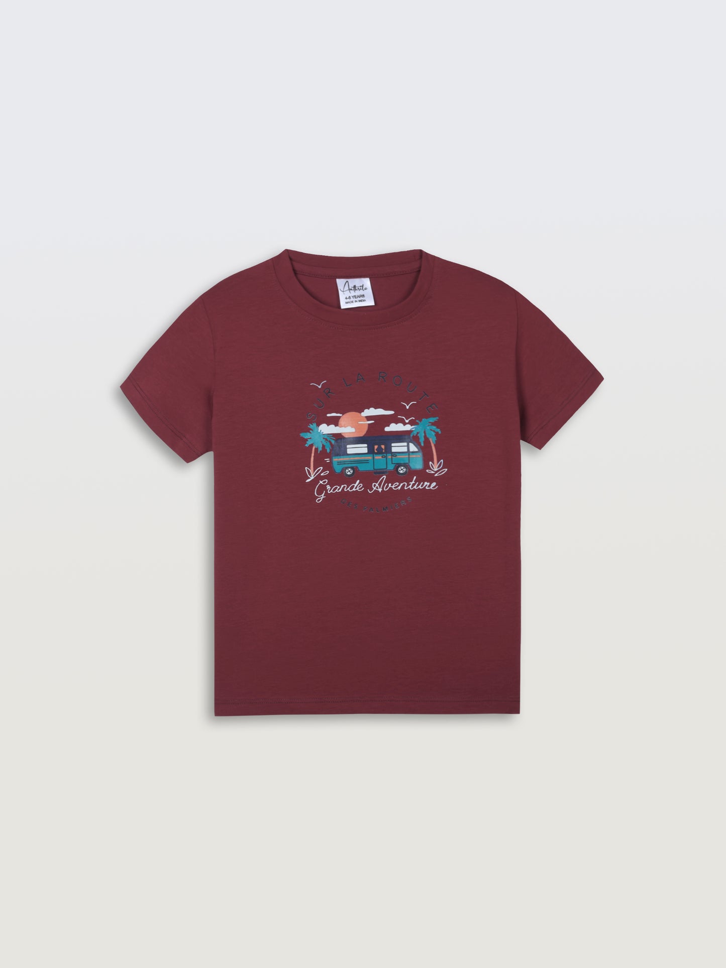 GRANDE AVENTURE SHORT SLEEVE BOYS T-SHIRT - BURGUNDY