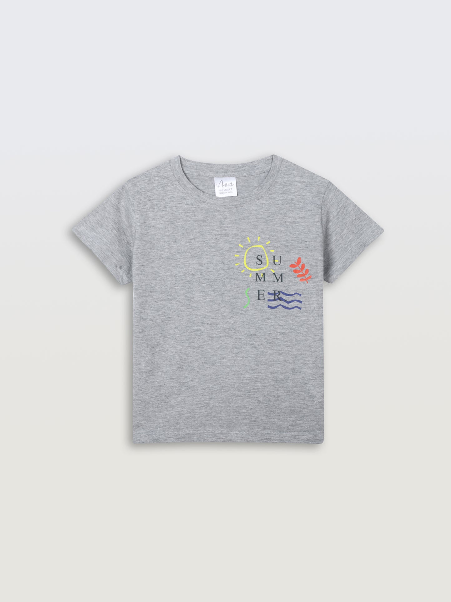 SUMMER GREY MELANGE SHORT SLEEVE BOYS T-SHIRT - GREY