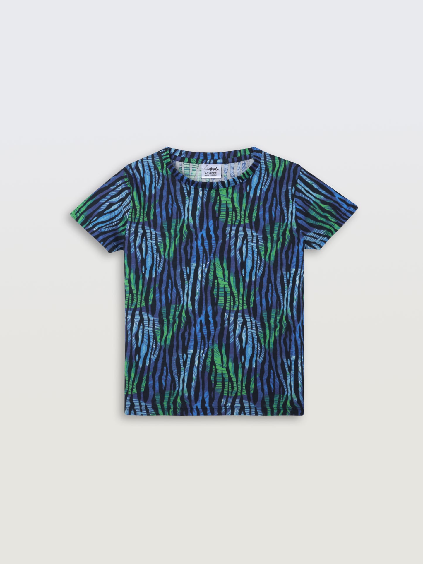 TROPICAL STRIPE SHORT SLEEVE T-SHIRT - BLUE