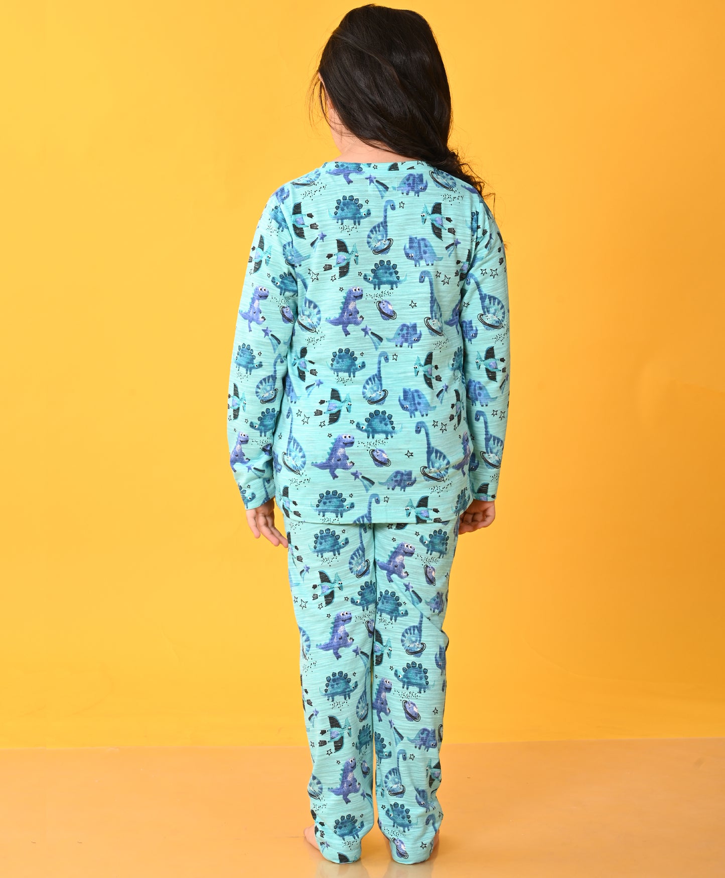 SPACE DISNOAUR GIRLS LONG SLEEVES PYJAMA SET D - AQUA