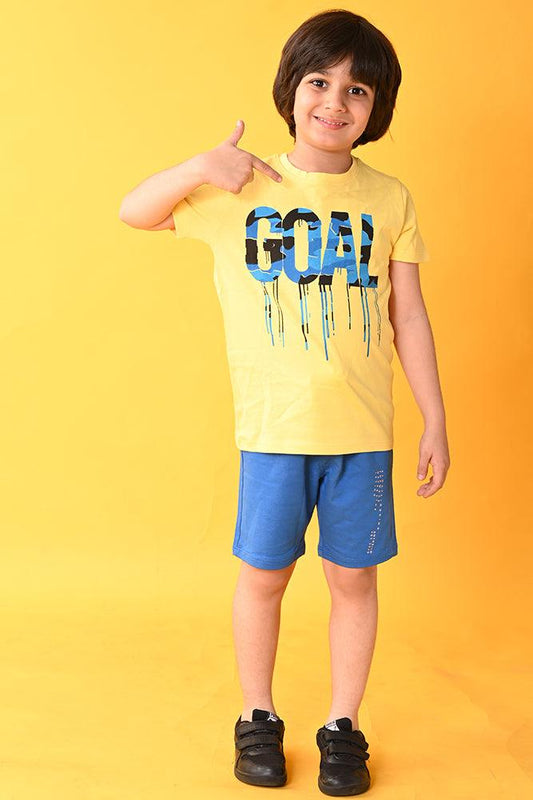 GOAL SUMMER ROYAL SHORTS SET - YELLOW/BLUE - Anthrilo India