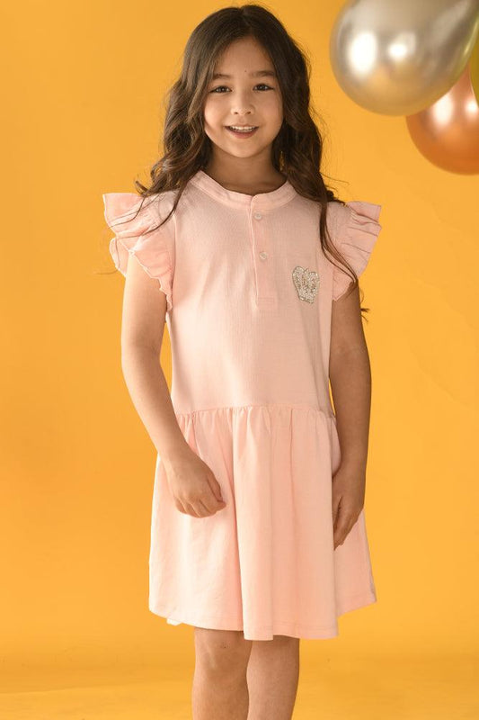 PRINCESS CROWN SHORT SLEEVES DRESS - PINK - Anthrilo Design House