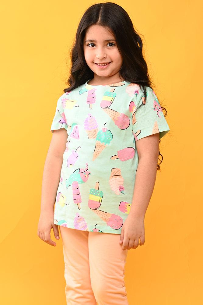 ICECREAM PEACH SUMMER JOGGER SET - AQUA / PEACH - Anthrilo India