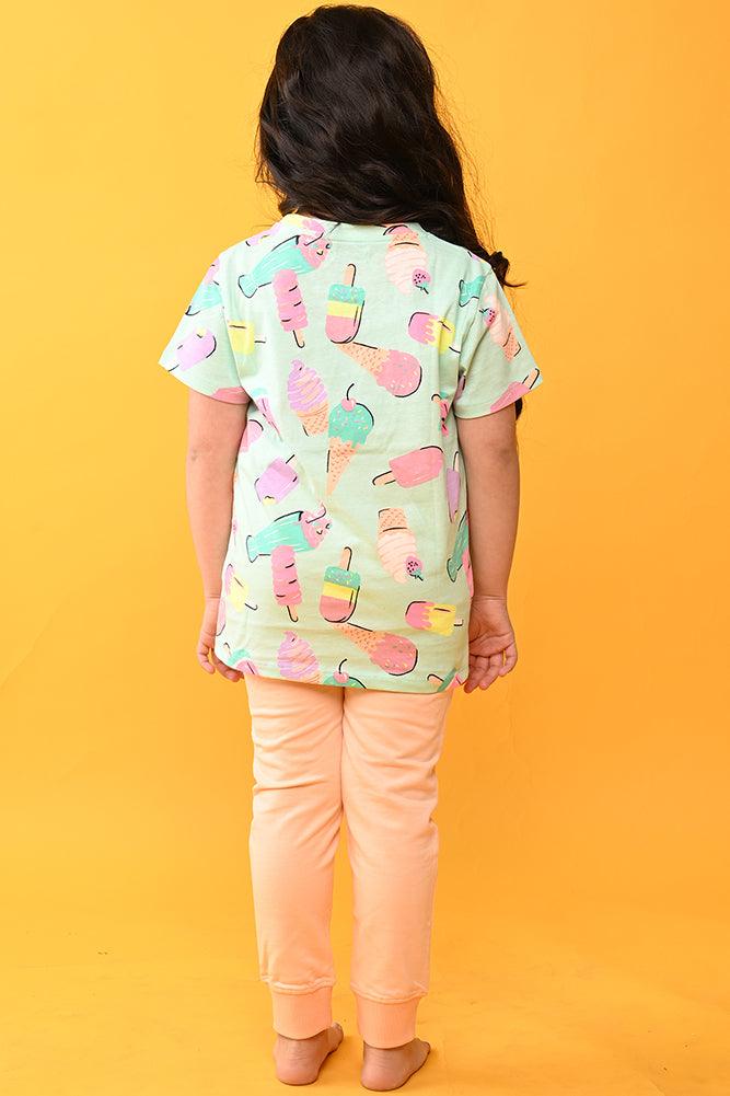 ICECREAM PEACH SUMMER JOGGER SET - AQUA / PEACH - Anthrilo India