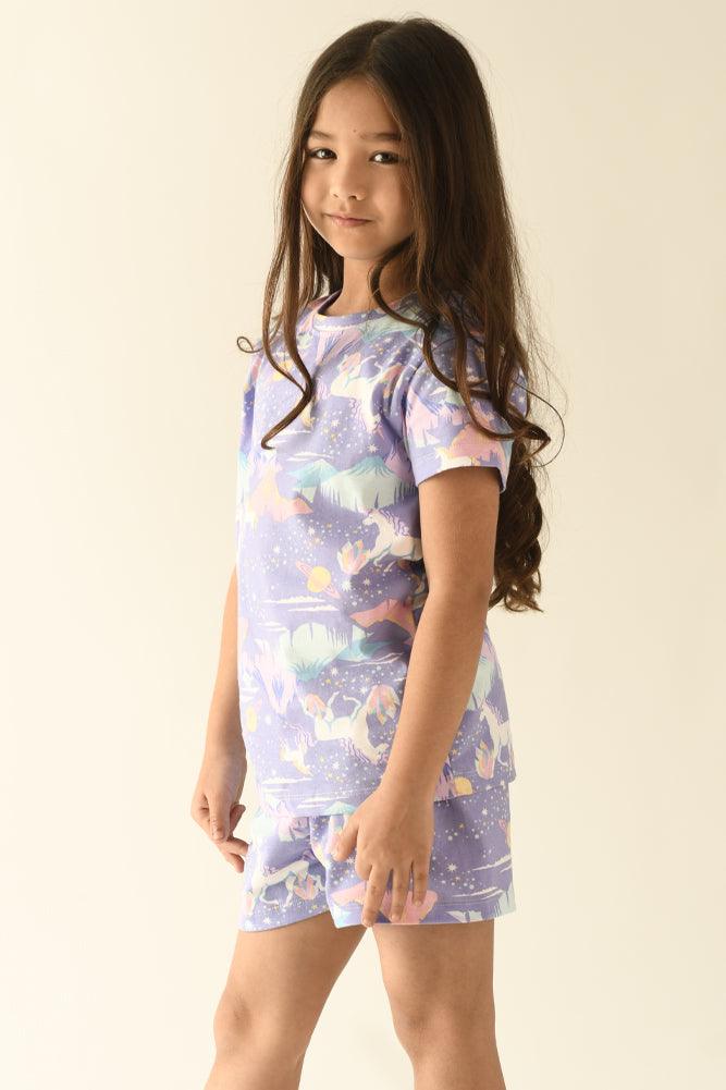 UNICORN SLEEPWEAR SHORTS SET - PURPLE - Anthrilo Design House