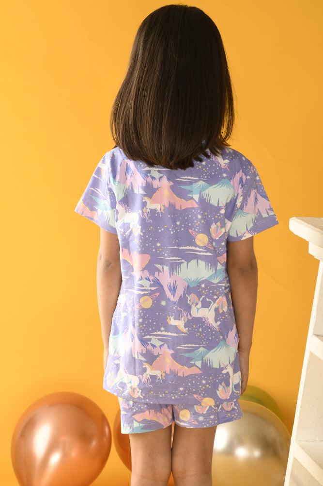 UNICORN SLEEPWEAR SHORTS SET - PURPLE - Anthrilo Design House