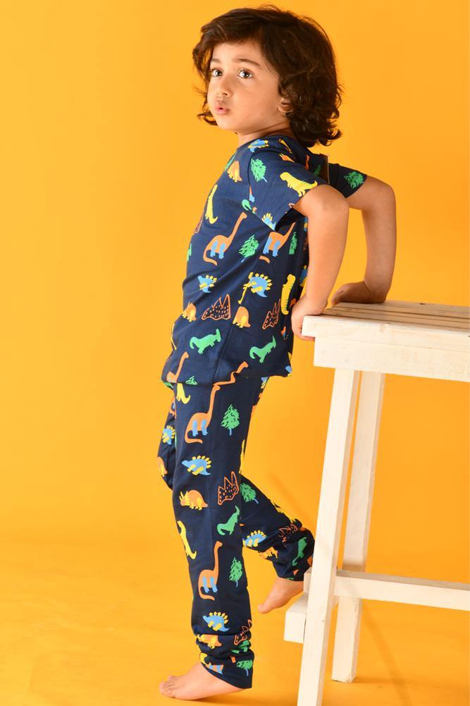 DINOSAUR FUN NAVY PYJAMA  SET - Anthrilo