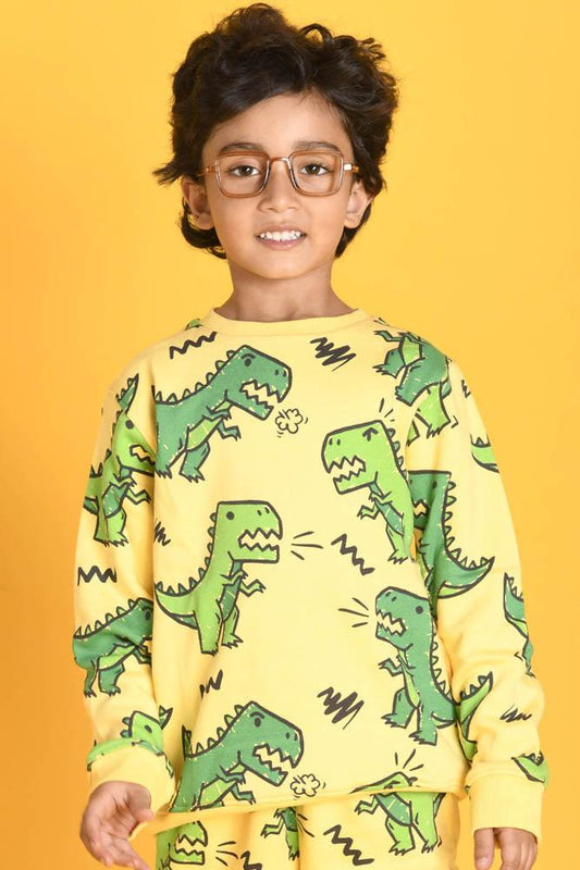 DINOSAUR FLEECE SWEATSHIRT - YELLOW - Anthrilo Design House