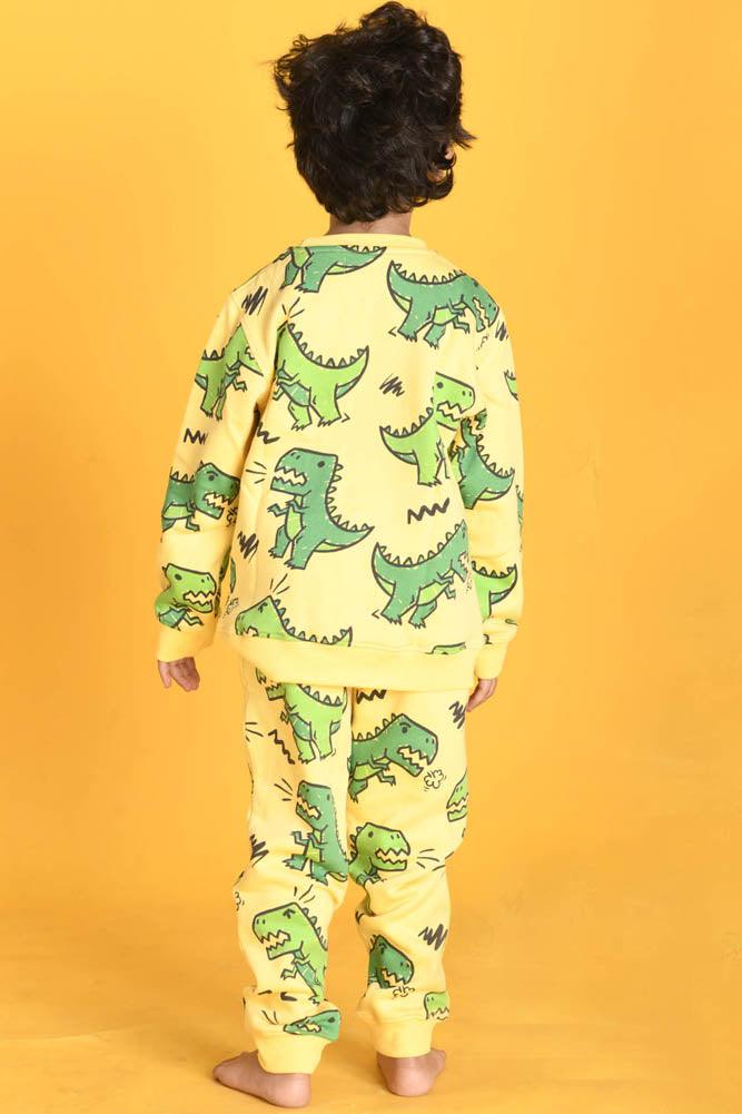 DINOSAUR FLEECE SWEATSHIRT JOGGER SET - YELLOW - Anthrilo Design House