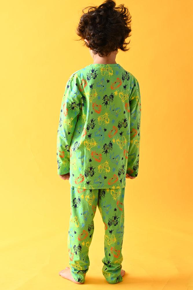 GAMER LONG SLEEVES PYJAMA SET - GREEN - Anthrilo Design House