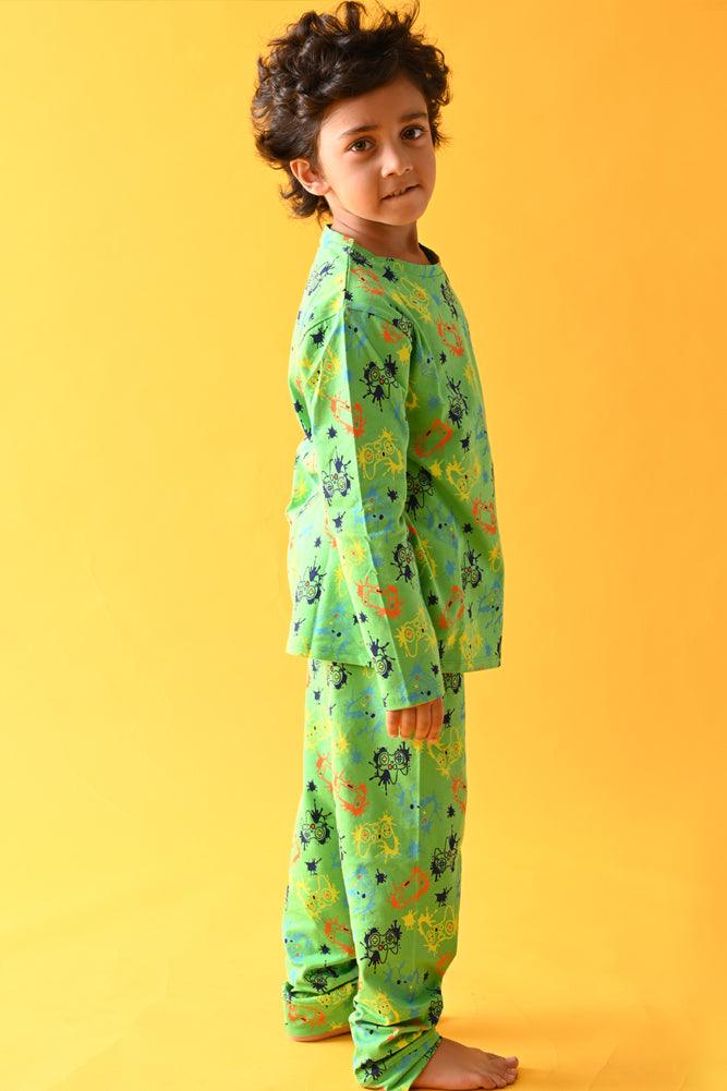 GAMER LONG SLEEVES PYJAMA SET - GREEN - Anthrilo Design House