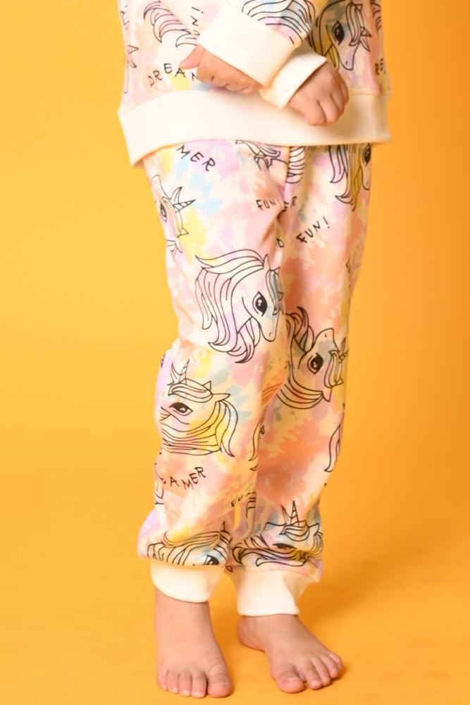 UNICORN TIE DYE FLEECE JOGGER - WHITE - Anthrilo Design House