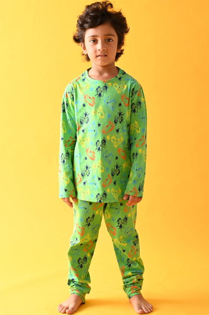 GAMER LONG SLEEVES PYJAMA SET - GREEN - Anthrilo Design House