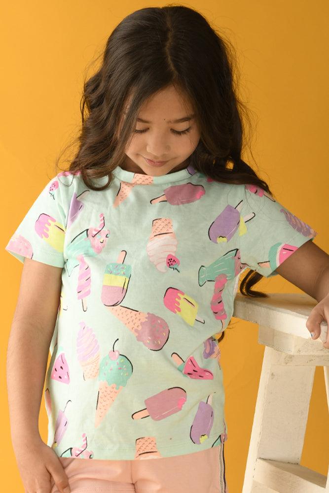 ICECREAM SHORT SLEEVES T-SHIRT - AQUA - Anthrilo Design House