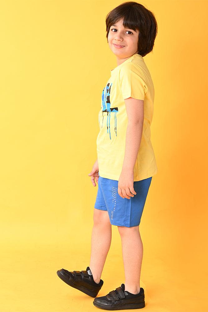 GOAL SUMMER ROYAL SHORTS SET - YELLOW/BLUE - Anthrilo India