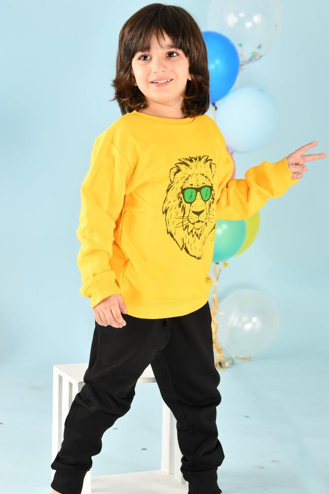 LION YELLOW SWEATSHIRT (FLEECE) - Anthrilo