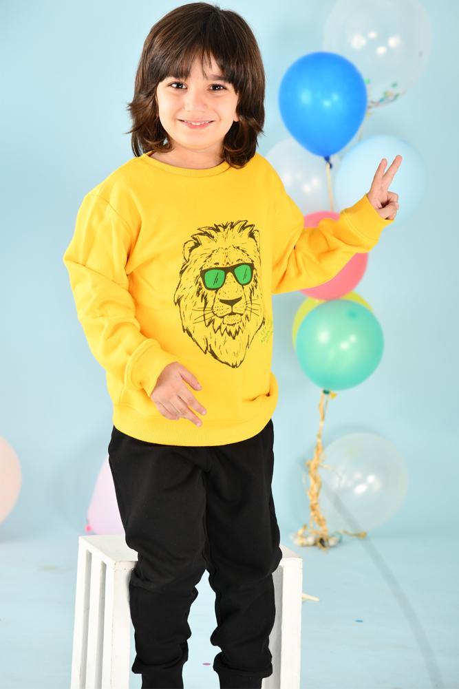 LION YELLOW SWEATSHIRT (FLEECE) - Anthrilo