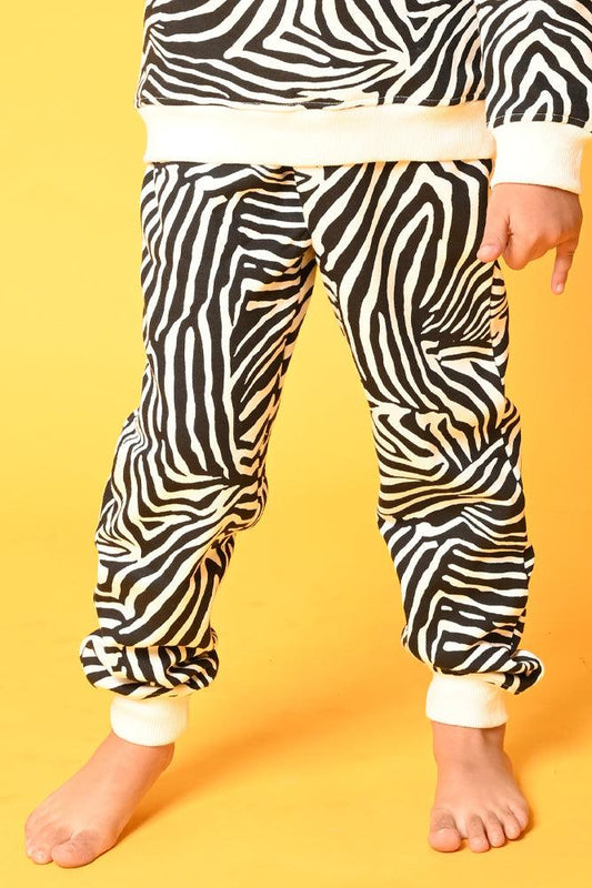 ZEBRA STRIPE FLEECE BOYS JOGGER - WHITE - Anthrilo Design House