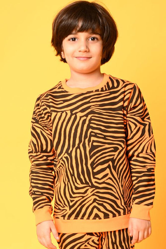 ZEBRA STRIPE FLEECE BOYS SWEATSHIRT - ORANGE - Anthrilo Design House