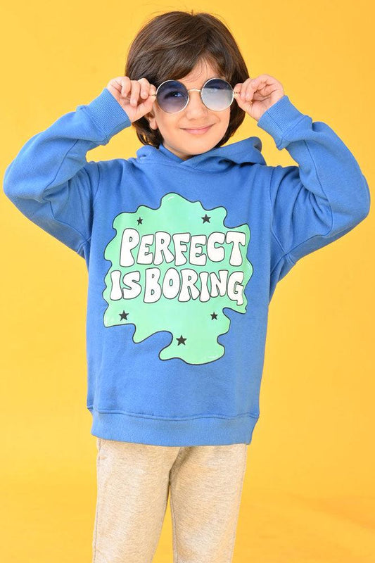 PERFECT IS BORING FLEECE HOODIE SWEATSHIRT - BLUE - Anthrilo Design House