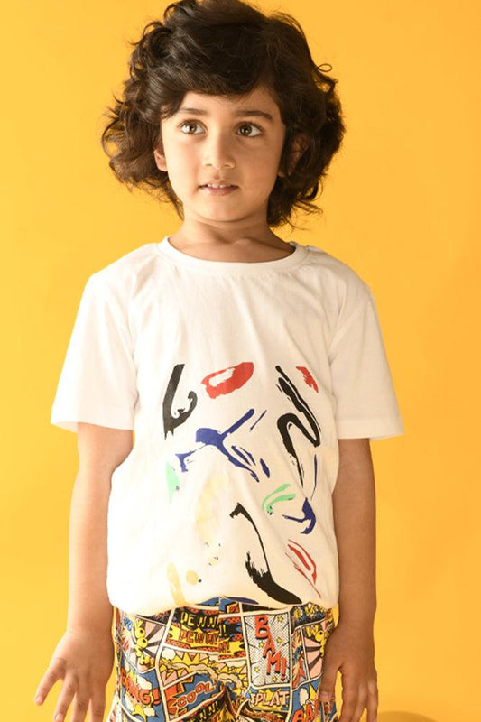 PAINT SPLASH SHORT SLEEVES TSHIRT - WHITE - Anthrilo Design House