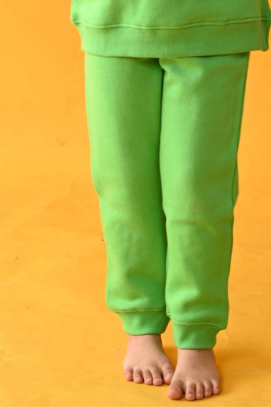 GREEN GIRLS FLEECE JOGGER - GREEN - Anthrilo Design House